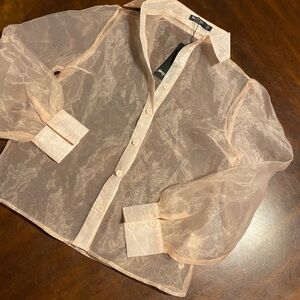 Nasty Gal Sheer Peach Blouse